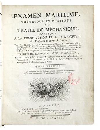 JUAN Y SANTACILLA, JORGE. Examen Maritime, Théorique et Pratique.  2 vols.  1783